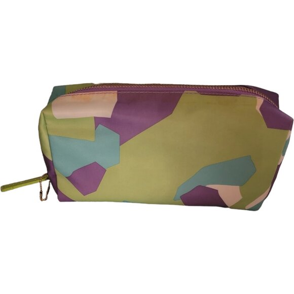 Mid Size Cosmetic pouch in a purple, green and white print - Picture 6 of 6